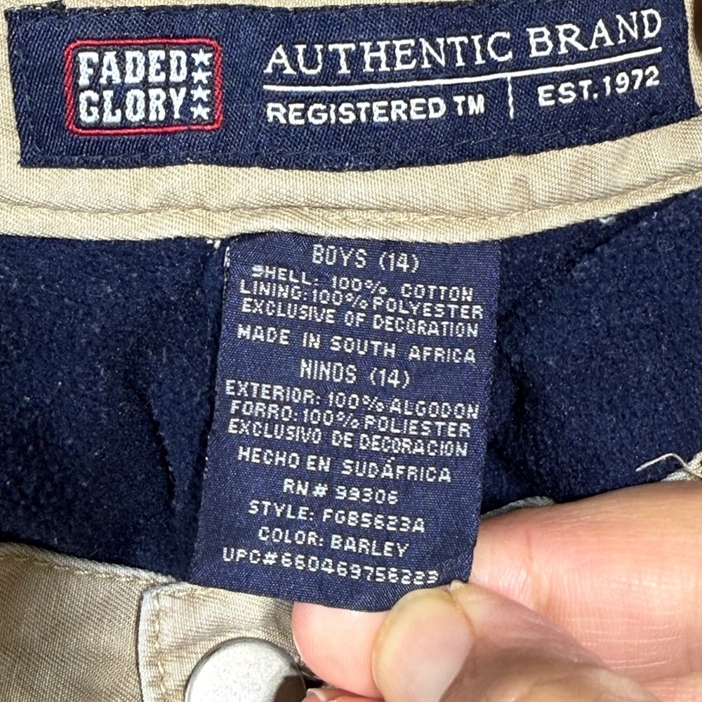 Faded Glory Cargo Pants‎ Boys 14 Barley Tan Fleece Lined - Picture 2 of 12